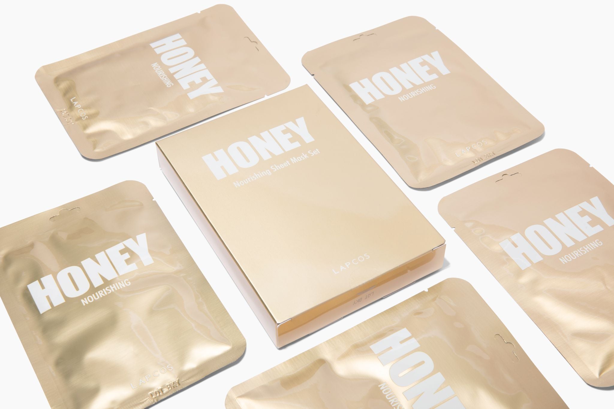 daily honey nourishing sheet mask for breakouts and dry irritated skin. K-beauty sheet mask for skin barrier repair 5-pack box.