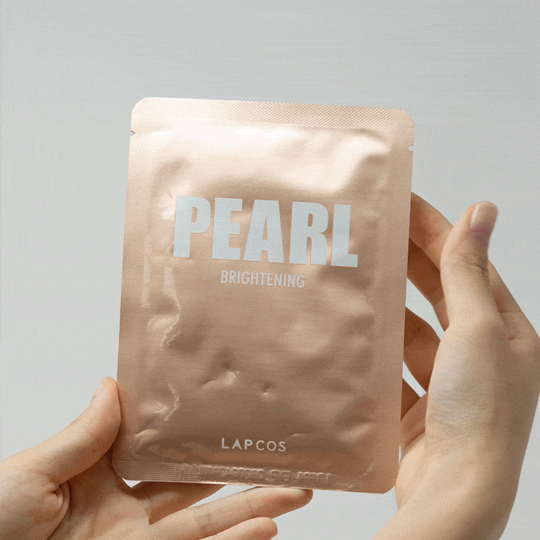 GIF of hands opening LAPCOS sheet mask package - pearl face mask